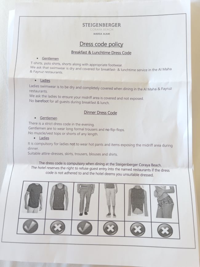 Dress Code | Steigenberger Coraya Beach Resort | Marsa Alam | Egypt