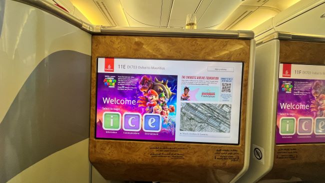 Emirates A380 Business Class IFE