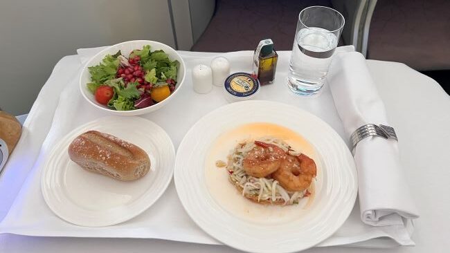 Emirates A380 Business Class Lunch