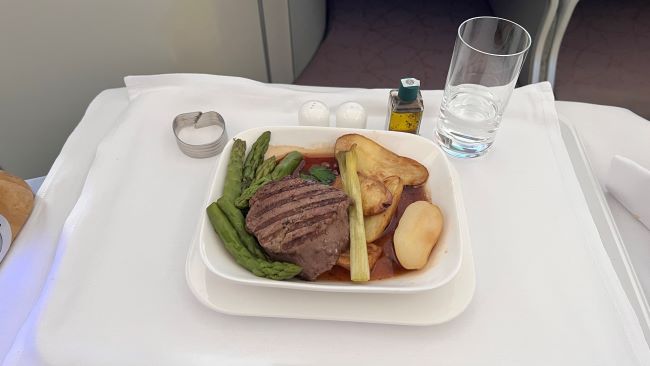 Emirates A380 Business Class Lunch