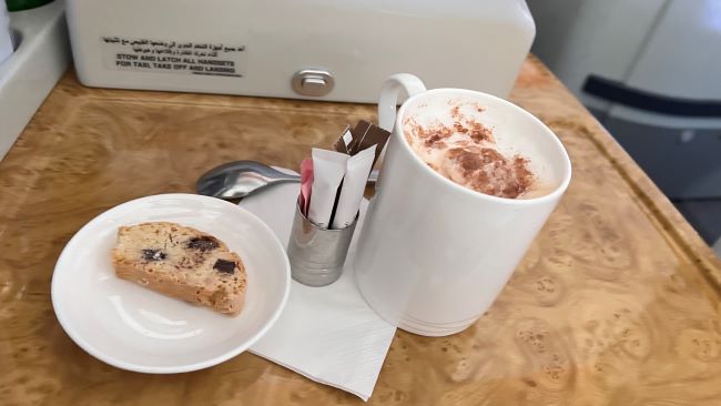 Emirates A380 Business Class Hot Chocolate