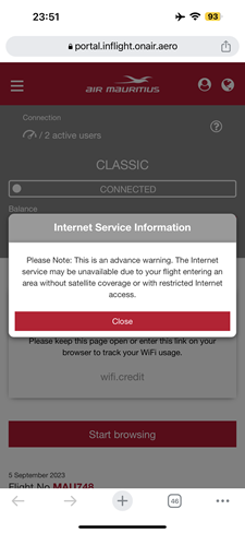 Air Mauritius | A350-900 | Business Class | On-Board Wifi