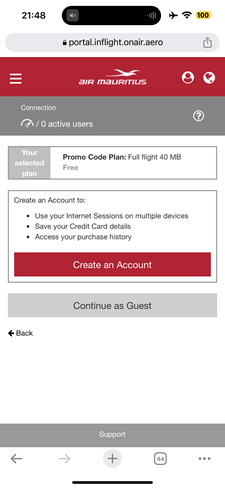 Air Mauritius | A350-900 | Business Class | On-Board Wifi