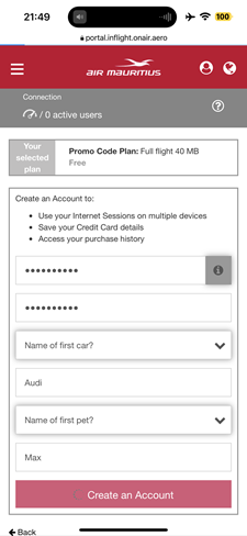 Air Mauritius | A350-900 | Business Class | On-Board Wifi