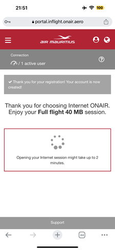Air Mauritius | A350-900 | Business Class | On-Board Wifi
