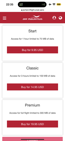 Air Mauritius | A350-900 | Business Class | On-Board Wifi