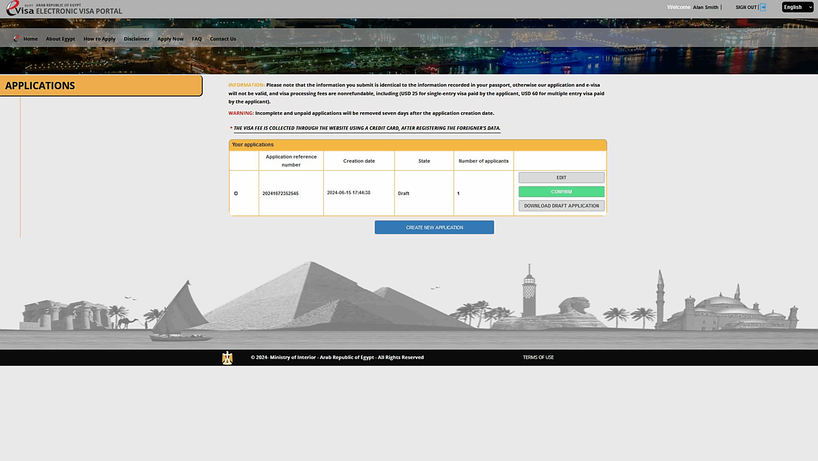 e-Visa Application | Egypt | STEP 7