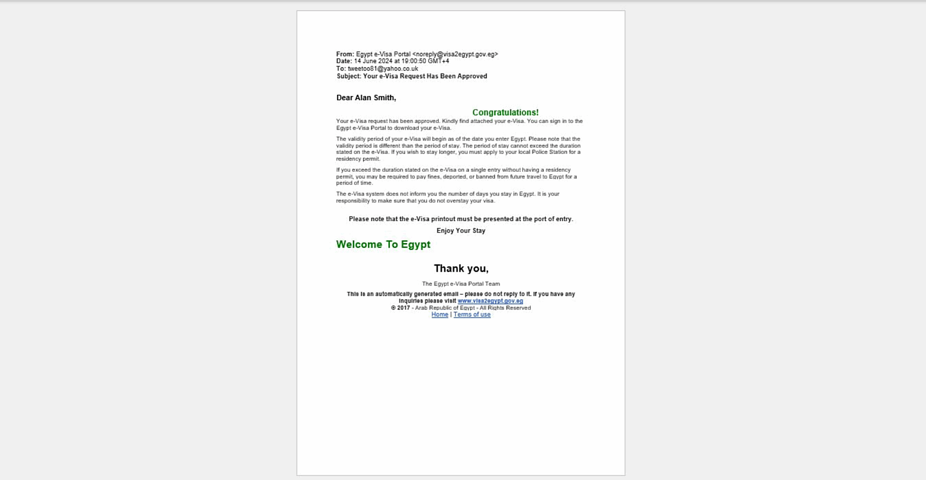 e-Visa Application | Egypt | STEP 9