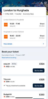 Easyjet Flights | London - Hurghada | March 2025
