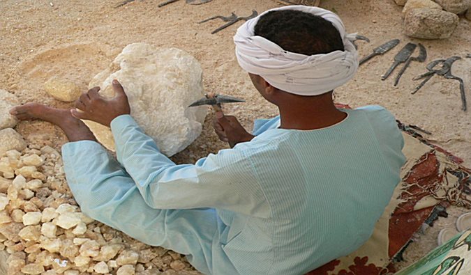 Stone Cutting in Luxor, Egypt