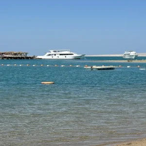 Turquoise waters and beach at Jaz Elite Casa Del Mar resort, Hurghada, Egypt