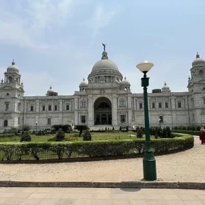 Victoria Memorial Hall with colonial architecture and manicured gardens, Kolkata, India