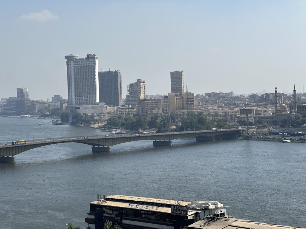 Panoramic view of the Nile River and city skyline in Cairo, the starting point of this 10-Day Egypt Itinerary.